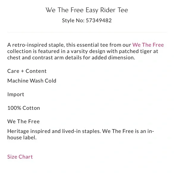 FREE PEOPLE We The Free Easy Rider Easy Tiger Varsity Jersey Tee Large - Picture 2 of 6